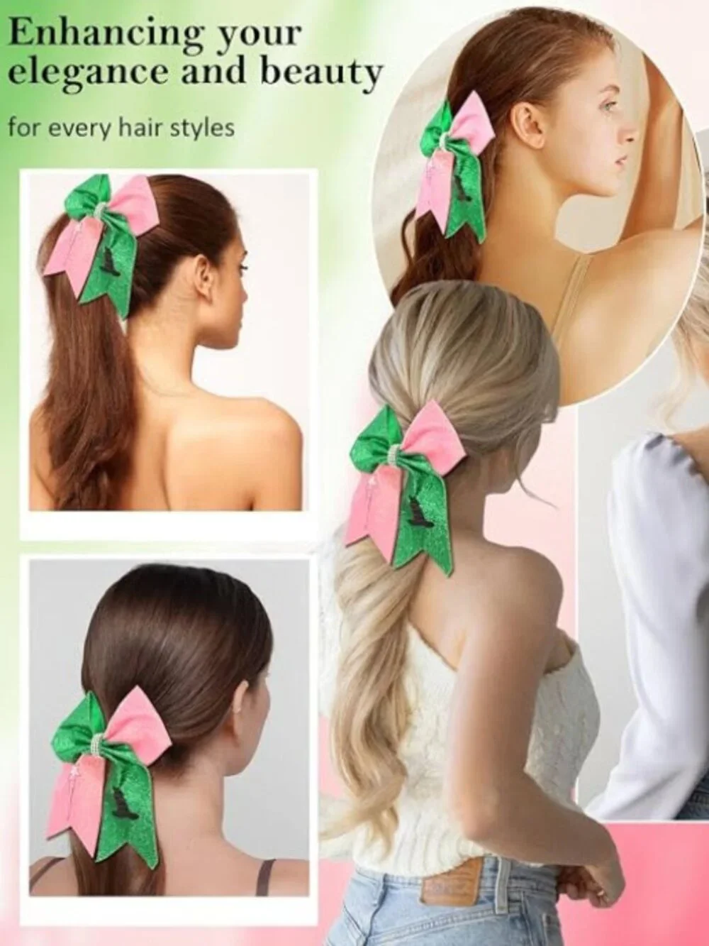 NWT 💚🩷Wicked Pink Green Hair Accessory Bow